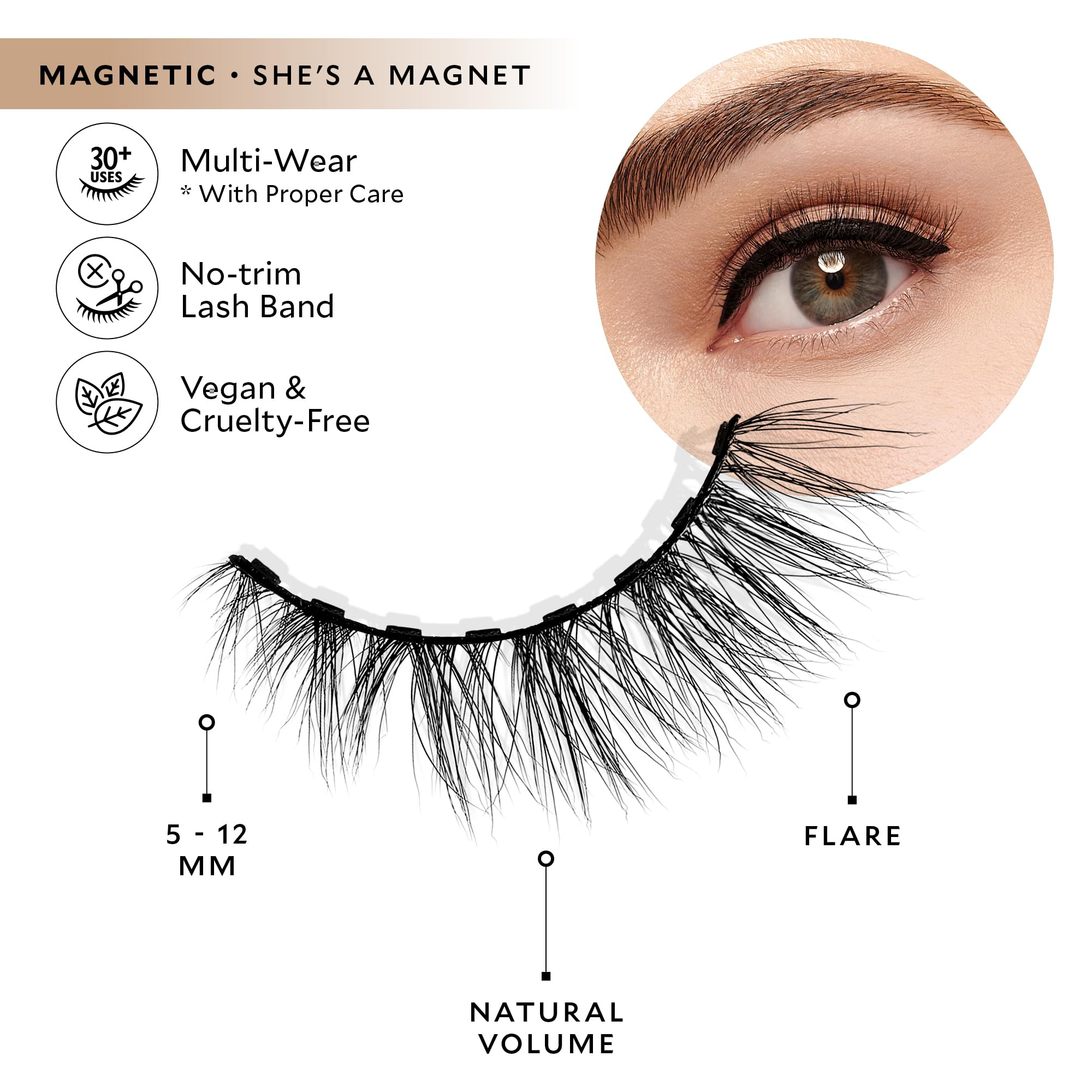 Velour magnetic eyelashes offer easy application and comfort for daily wear.
