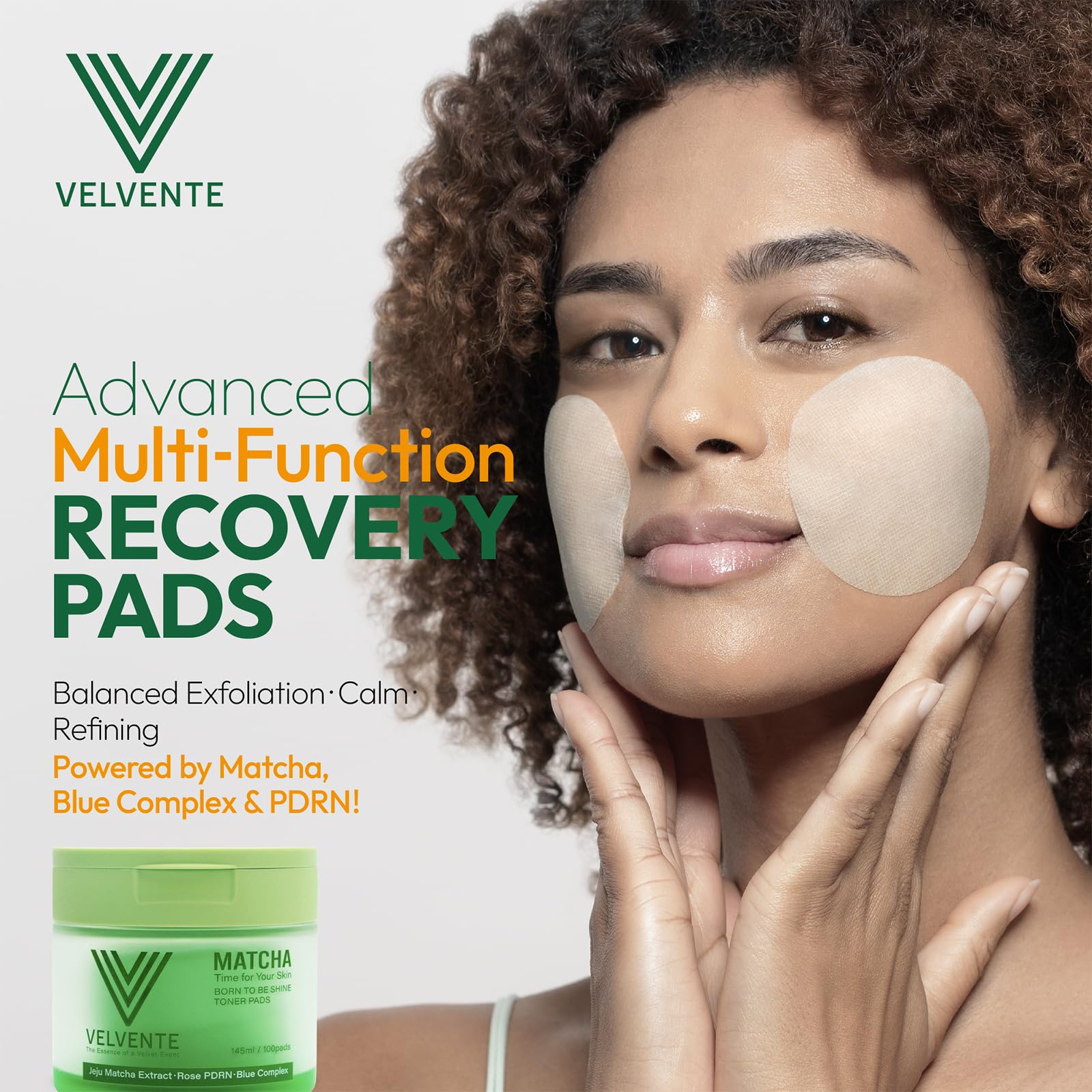 Velvente Rose PDRN pads close-up highlighting antioxidant-rich formula for skin revitalization.