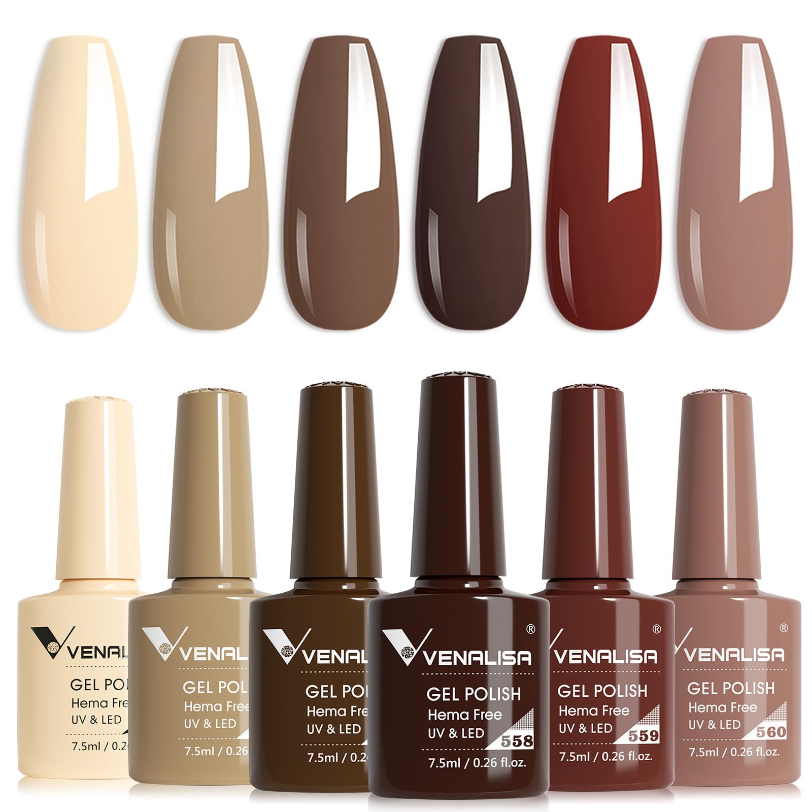 VENALISA brown gel nail polish bottle shows rich color for at-home manicures.