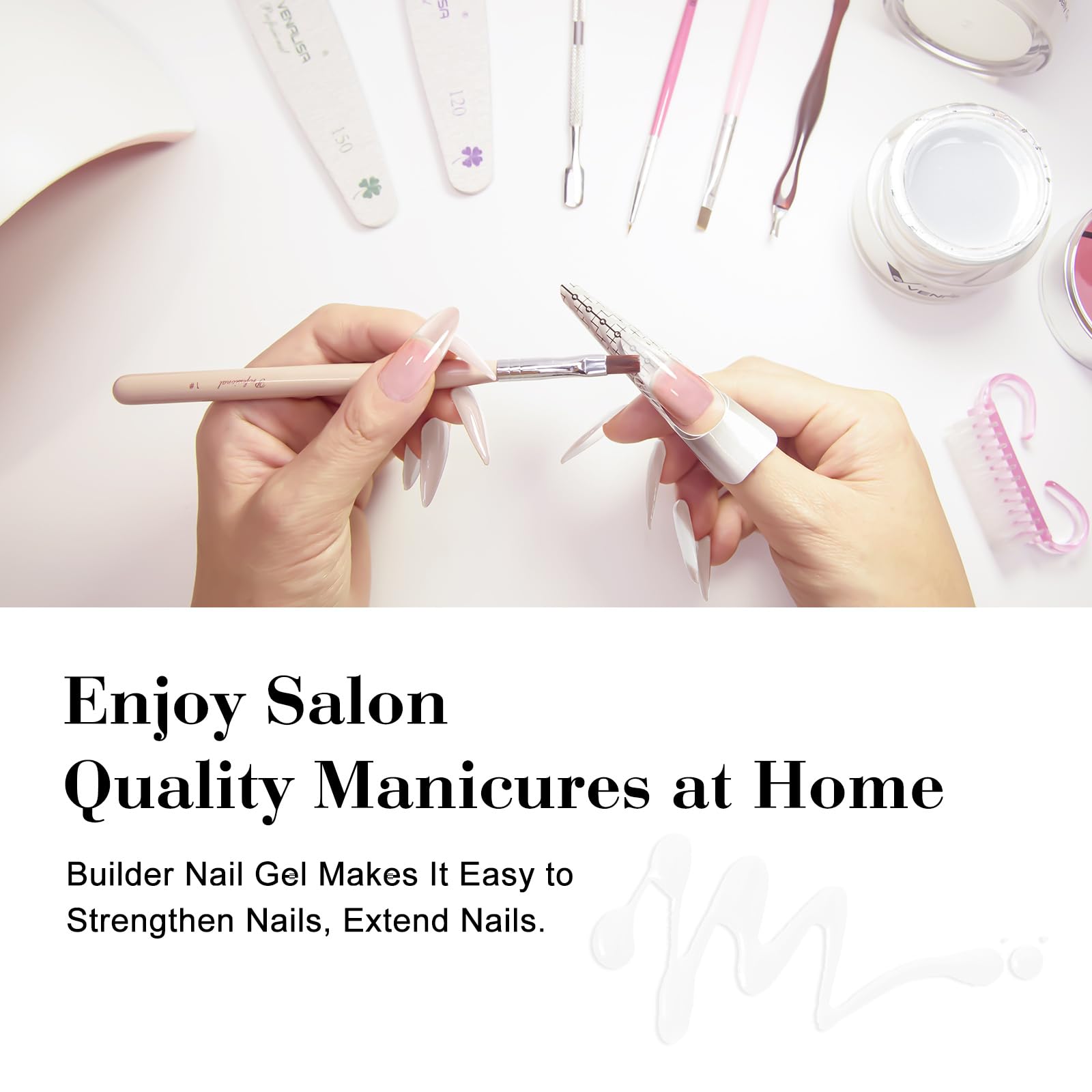 V VENALISA Builder Nail Gel brush tip ready for smooth application.