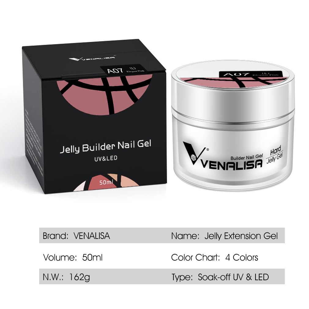 VENALISA Builder Nail Gel finished nails with glossy shine.
