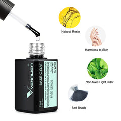 VENALISA gel nail kit in use showing base and top coats.
