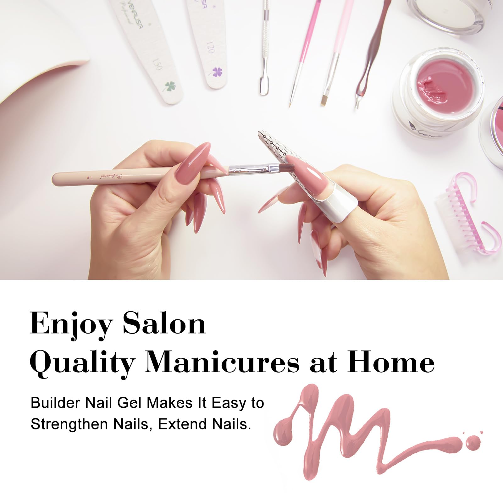 Venalisa Polygel nail extension setup for salon-quality at home.