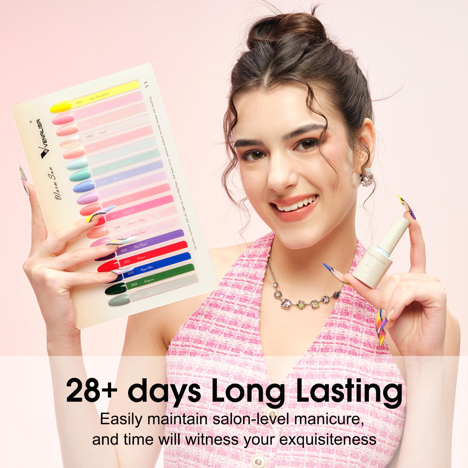 V VENALISA V3 pink gel polish bottle showing vibrant color for quick manicures.