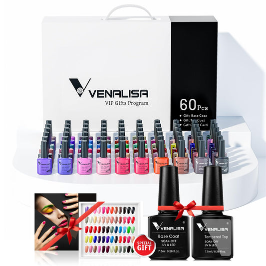 VENALISA VIP1 set shows 60 colors bottles view for versatile at-home manicures