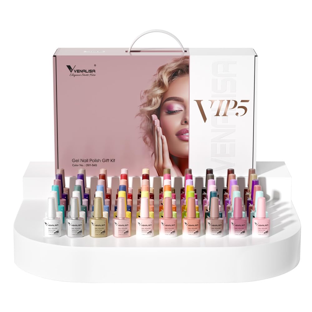 VENALISA VIP5 gel bottles show 60 colors for at-home manicures.