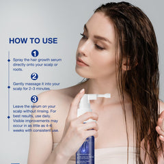 Venanoci Hair Growth Spray being applied directly to the scalp for easy use