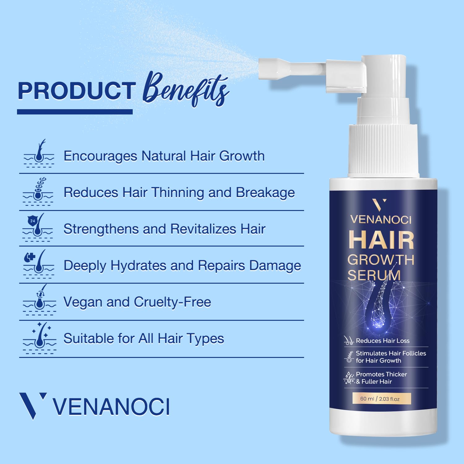 Venanoci Hair Growth Spray uses castor oil for root-to-tip resilience