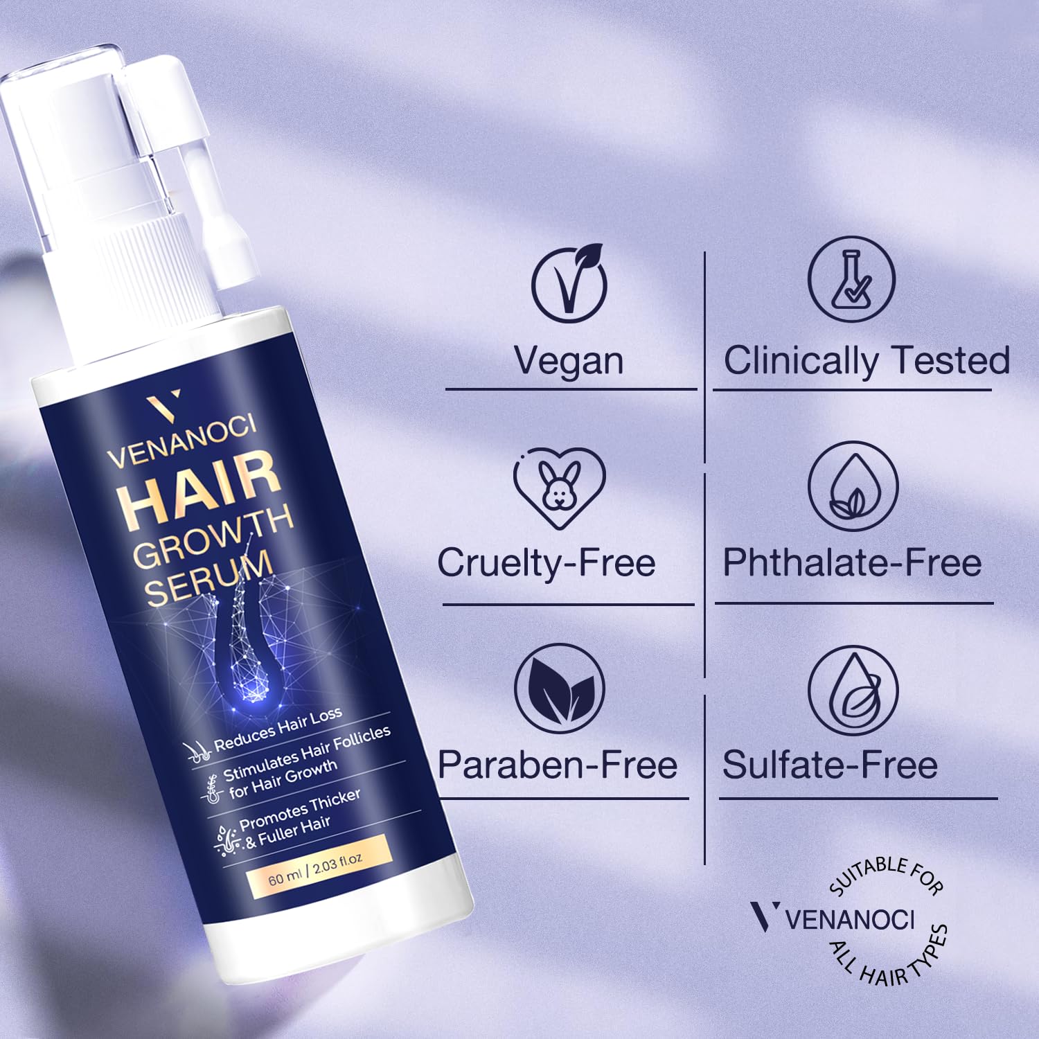 Venanoci Hair Growth Spray contains niacinamide supporting scalp vitality
