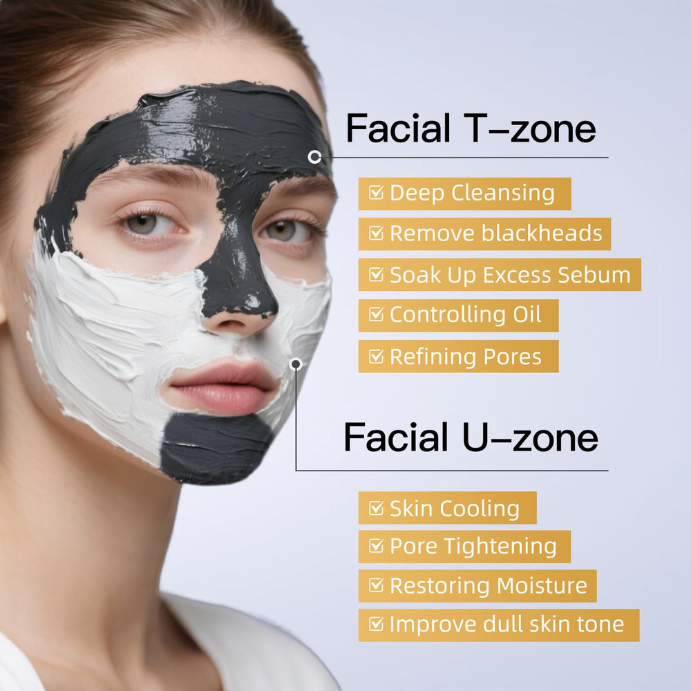 Venrock black mud mask on forehead nose chin demonstrating pore cleansing