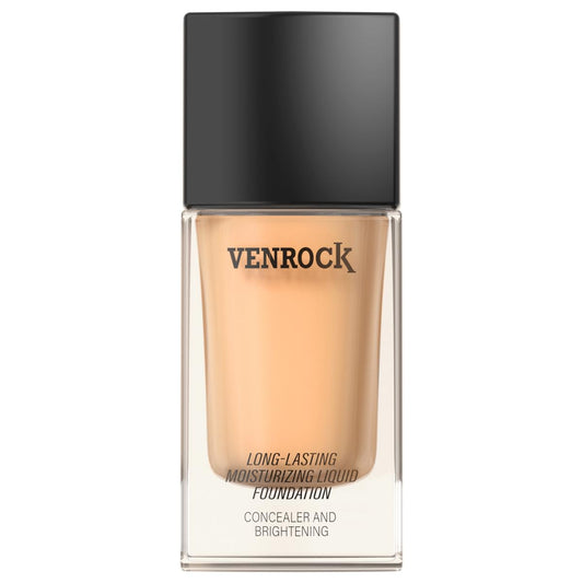 Venrock Foundation shade 02 Beige close-up showing natural tone for a seamless match.