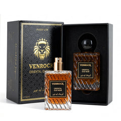 Venrock Oriental Oud Noir bottle front view showcasing premium design