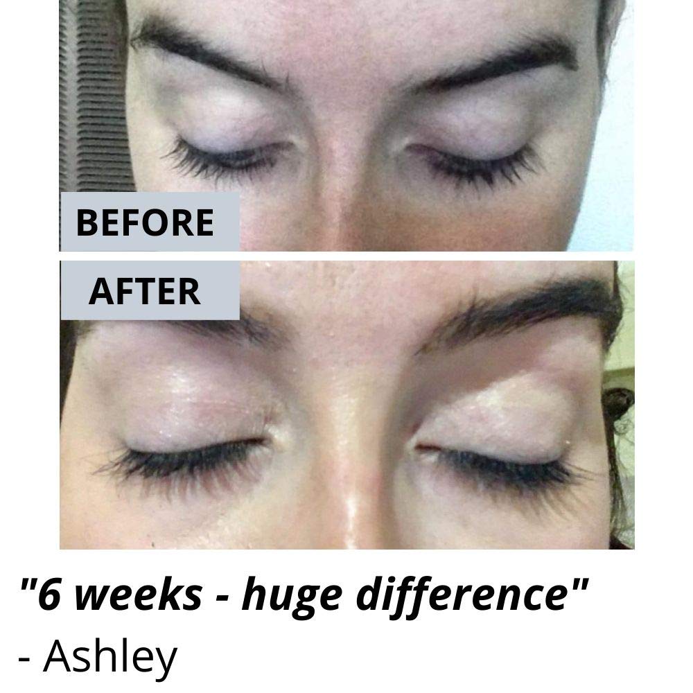 Vera Botanics Lash & Brow Booster Serum lash close-up showing length.
