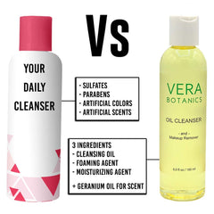 Vera Botanics olive oil cleanser pour — melts makeup softly without drying