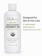 Verdana Organic Fractionated Coconut Oil texture shows clear, odorless formula ideal for skin.