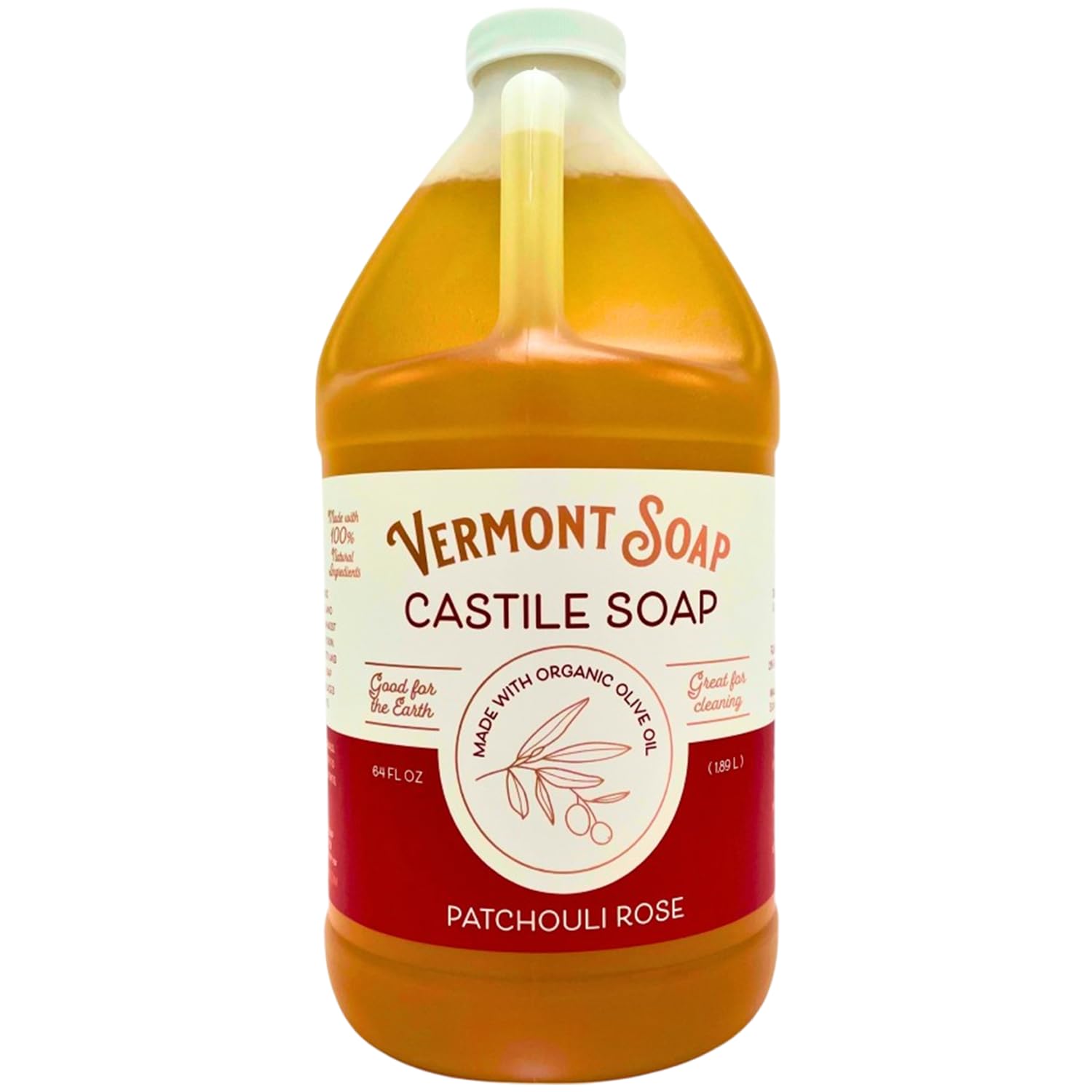 Vermont Soap Patchouli Rose Castile Soap bottle for gentle cleansing