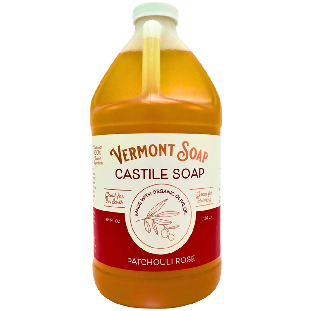 Vermont Soap Patchouli Rose Castile Soap bottle for gentle cleansing