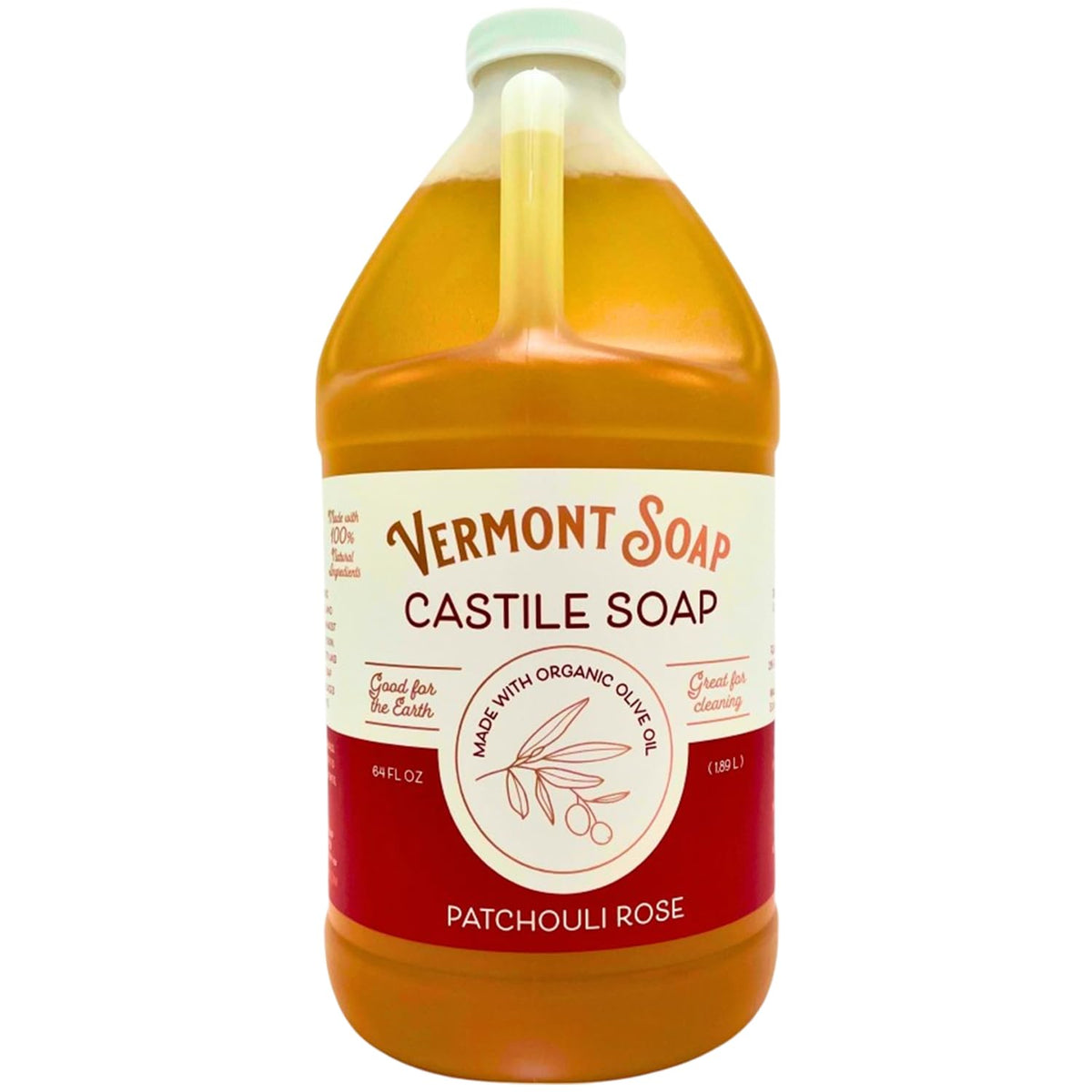 Vermont Soap Patchouli Rose Castile Soap bottle for gentle cleansing