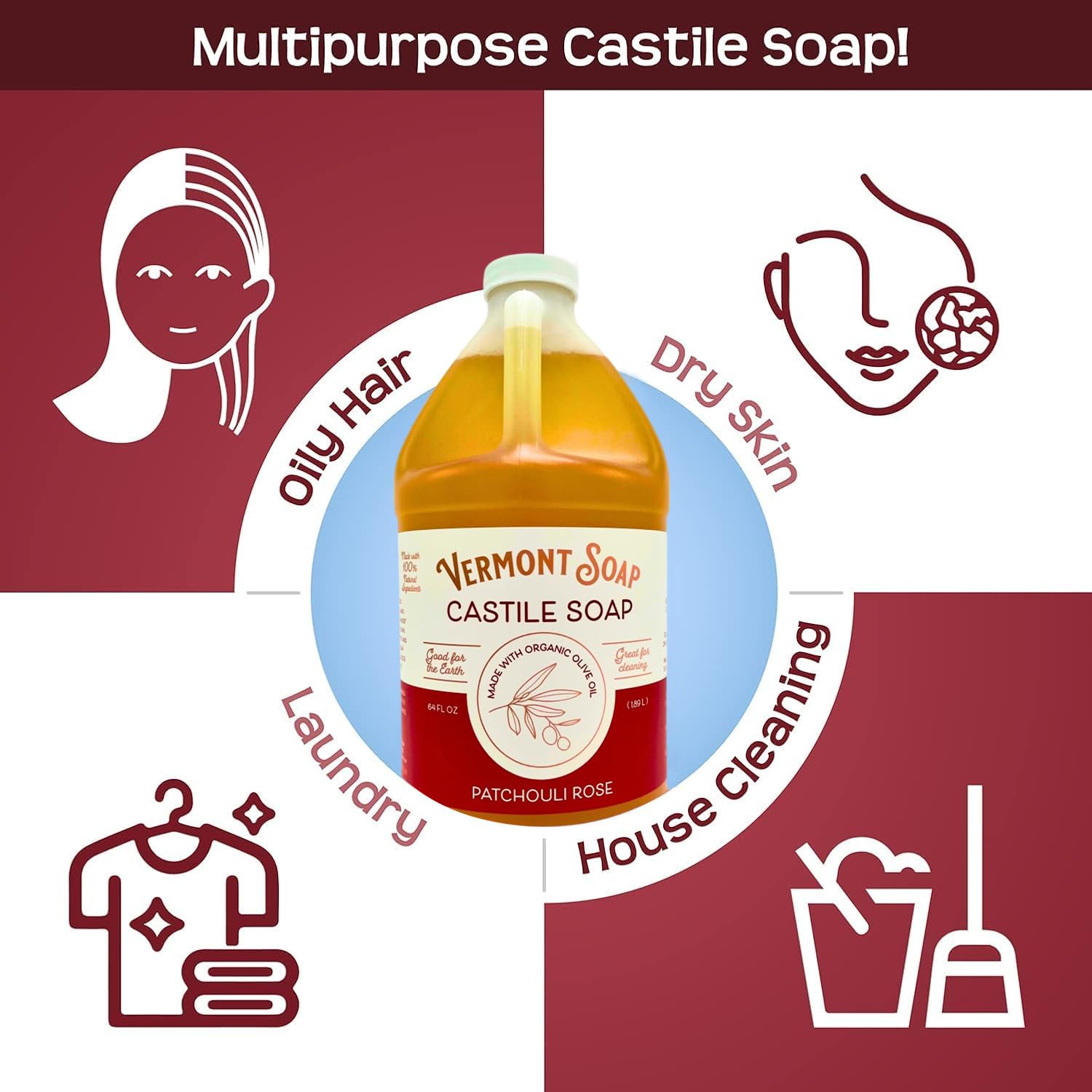 Vermont Soap Patchouli Rose Castile Soap lather for mild cleansing