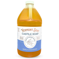 Vermont Soap castile unscented 64oz bottle suitable for body wash and home cleaning