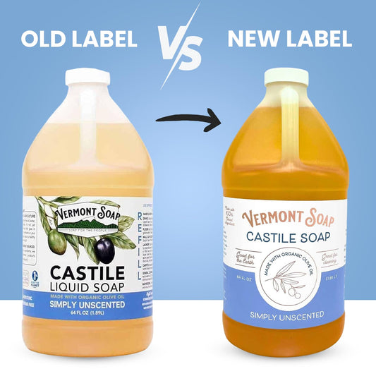 Vermont Soap unscented castile bottle pour demonstrates easy dispensing and mess-free use