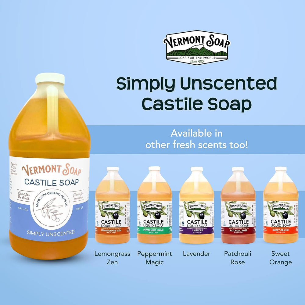 Vermont Soap unscented foamy lather suitable for hand washing and showering