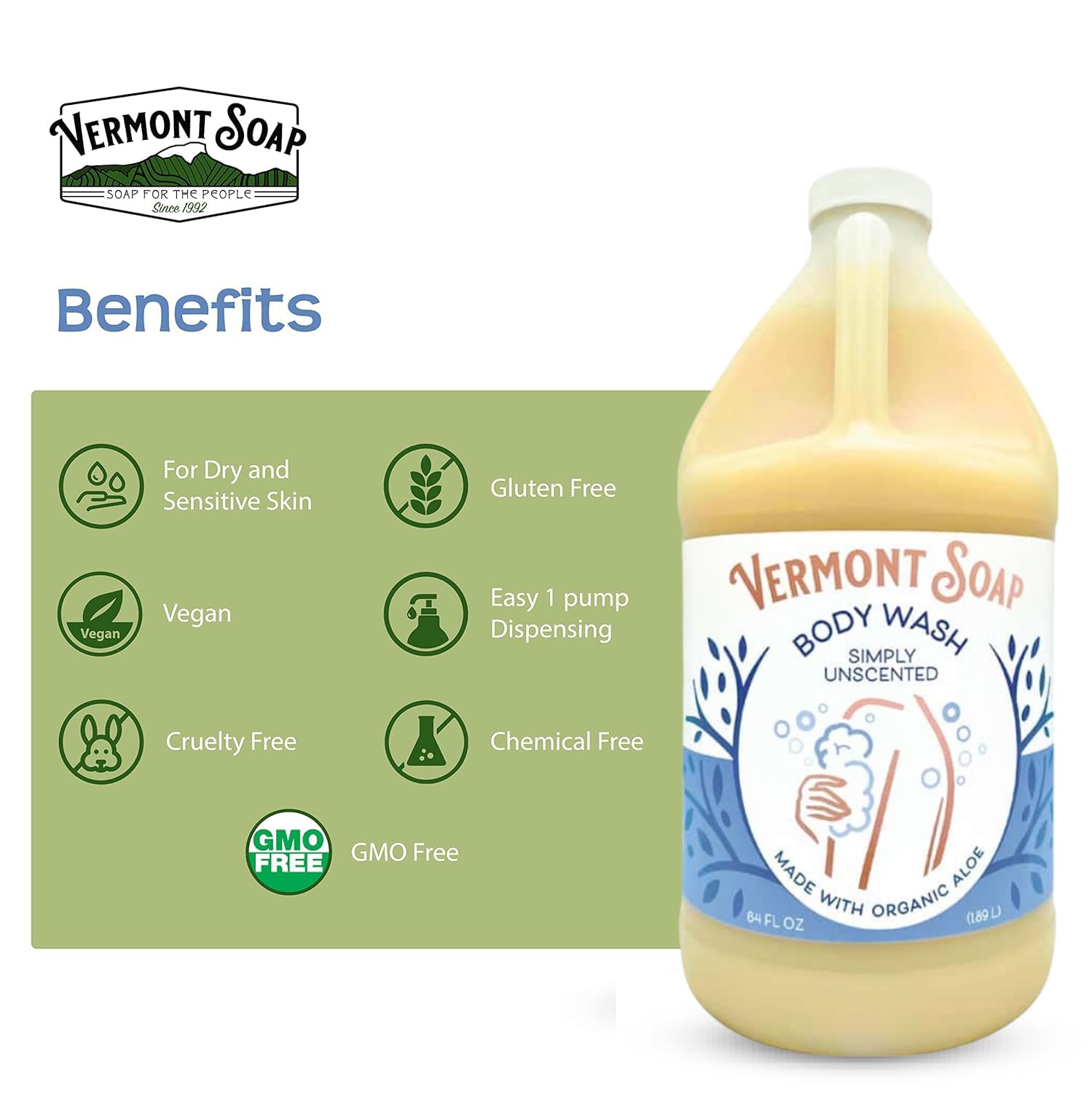 64 oz bottle shown for long-lasting cleansing.