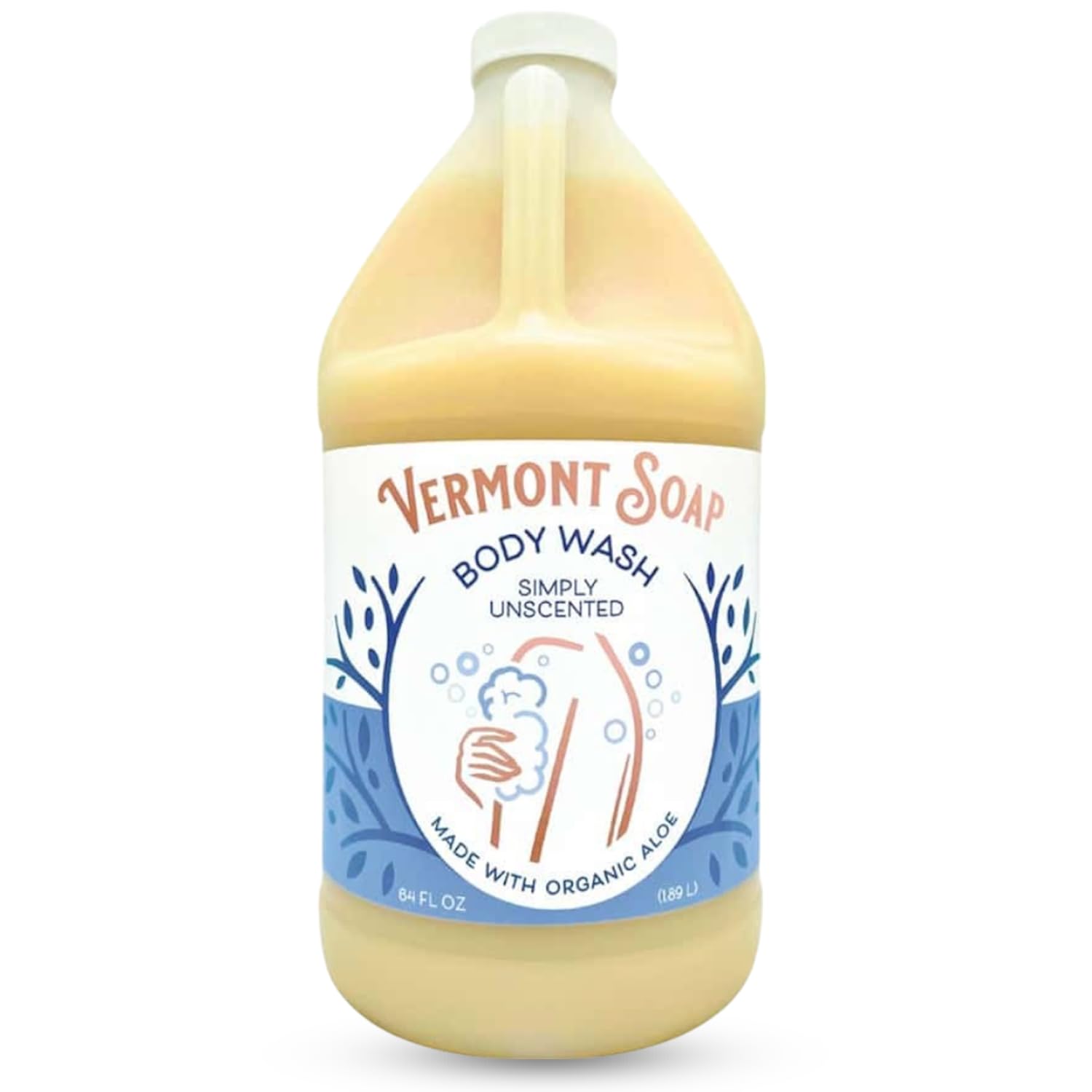 VERMONT SOAP Body Wash unscented bottle for daily moisturizing.