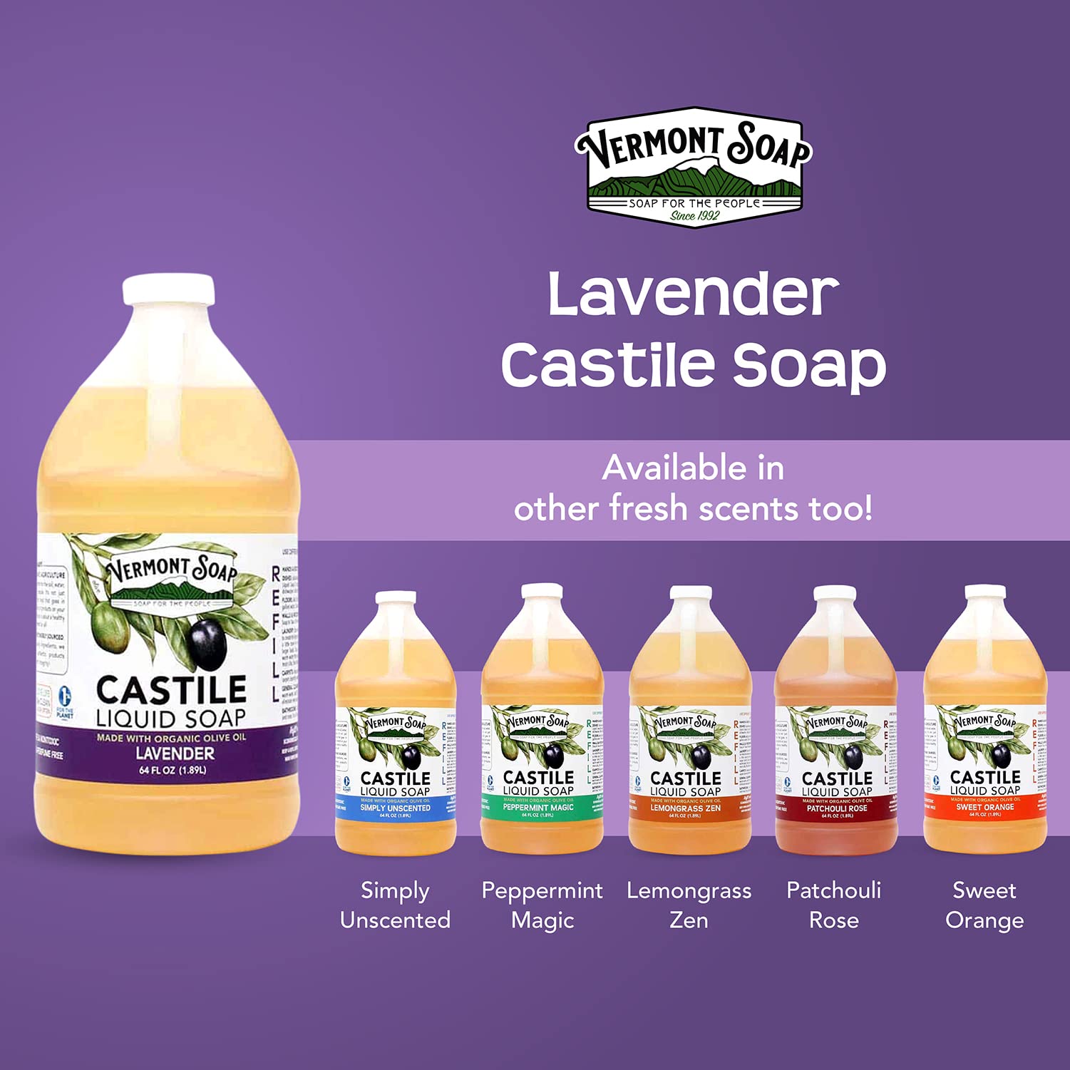 Vermont Soap farm-to-bottle ingredients illustration emphasizes transparency.