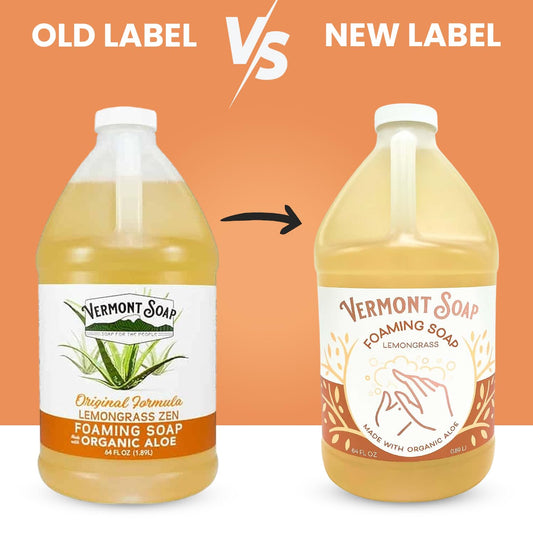 Vermont Soap Lemongrass Zen pump shows easy, even foam for daily hand washing.
