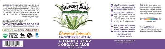 Vermont Soap organic lavender hand soap pump shows gentle cleansing for sensitive skin.