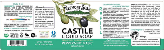Peppermint castile soap pour showing multipurpose use as body wash and shampoo