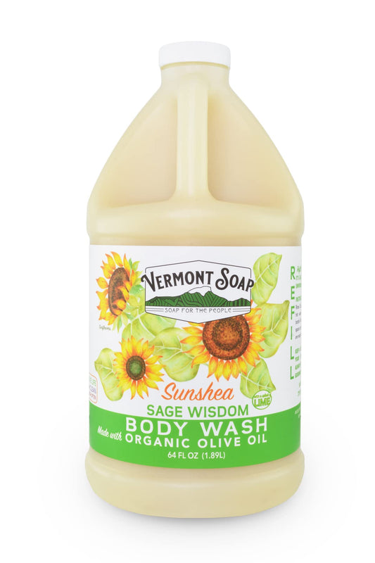 Vermont Soap unscented body wash bottle pour for fragrance-free daily cleansing