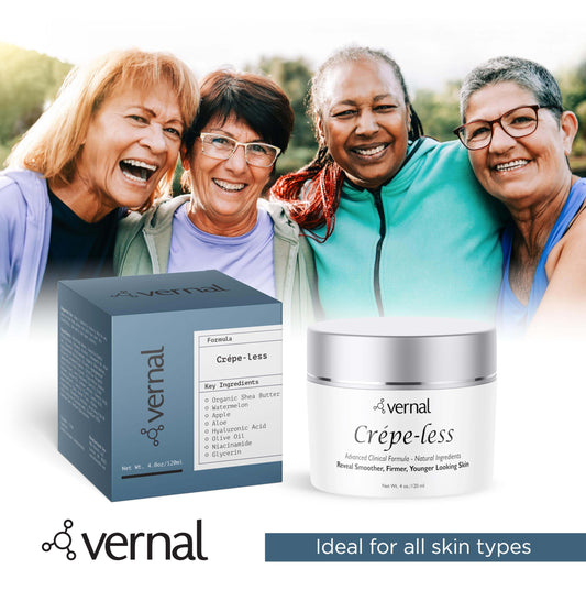 Arm application of Vernal Crepe-less Cream targets crepey skin with soothing texture.