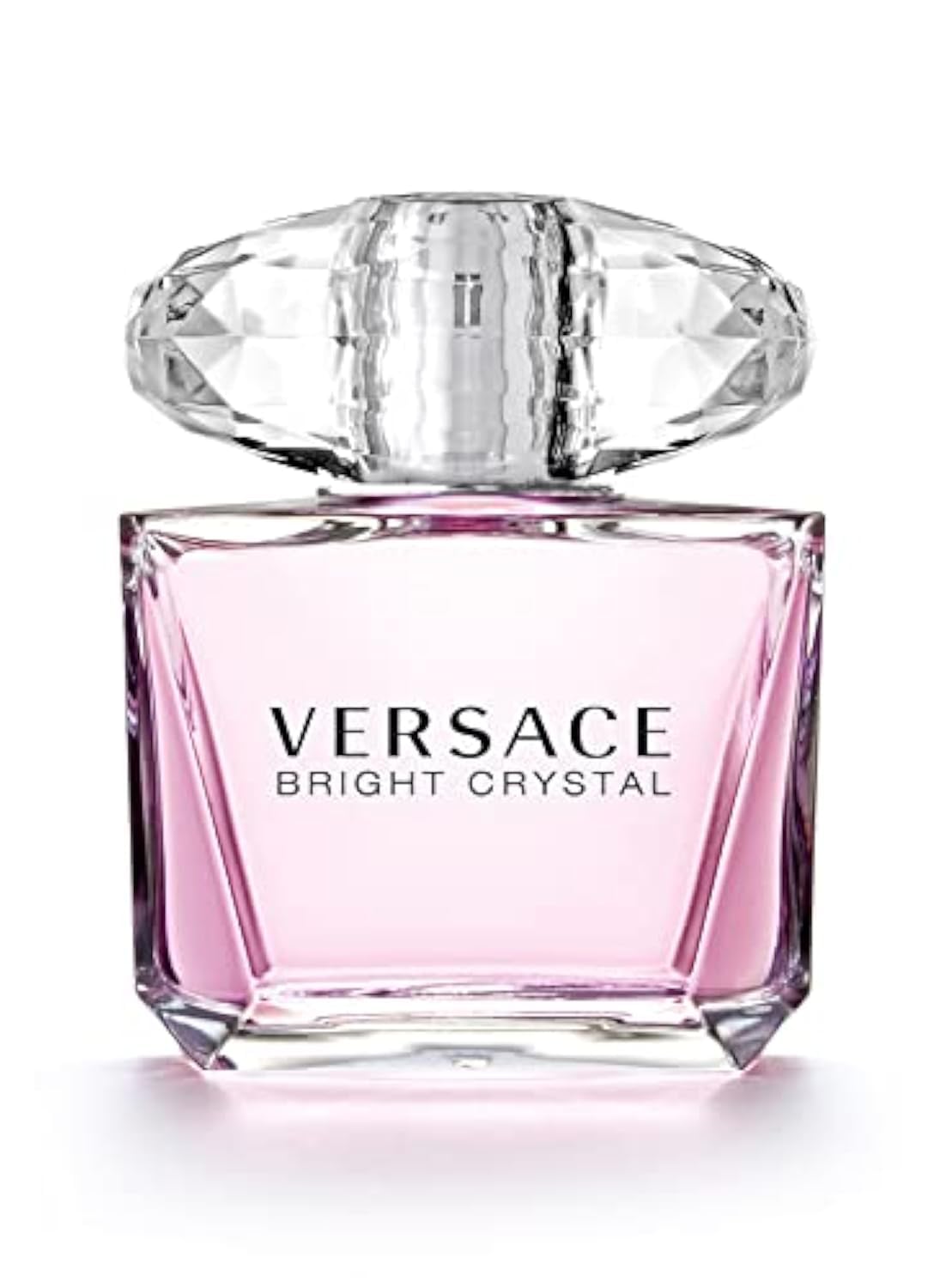 Versace Bright Crystal bottle front view with pink hues for daytime charm