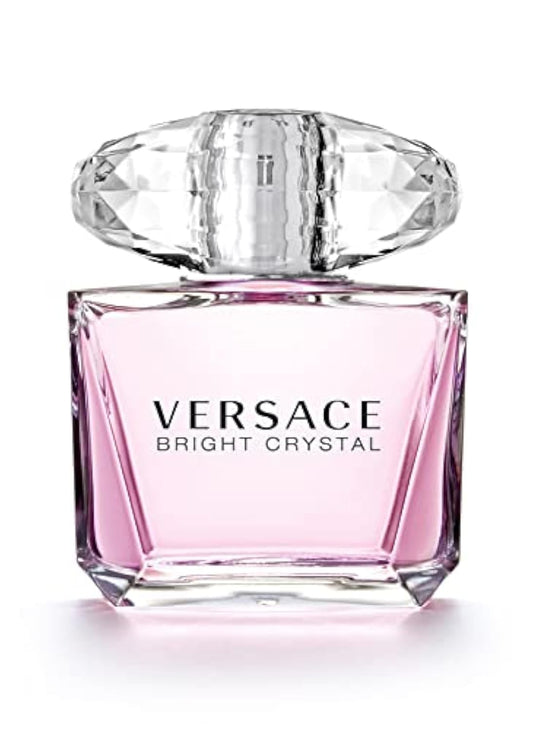 Versace Bright Crystal bottle front view with pink hues for daytime charm