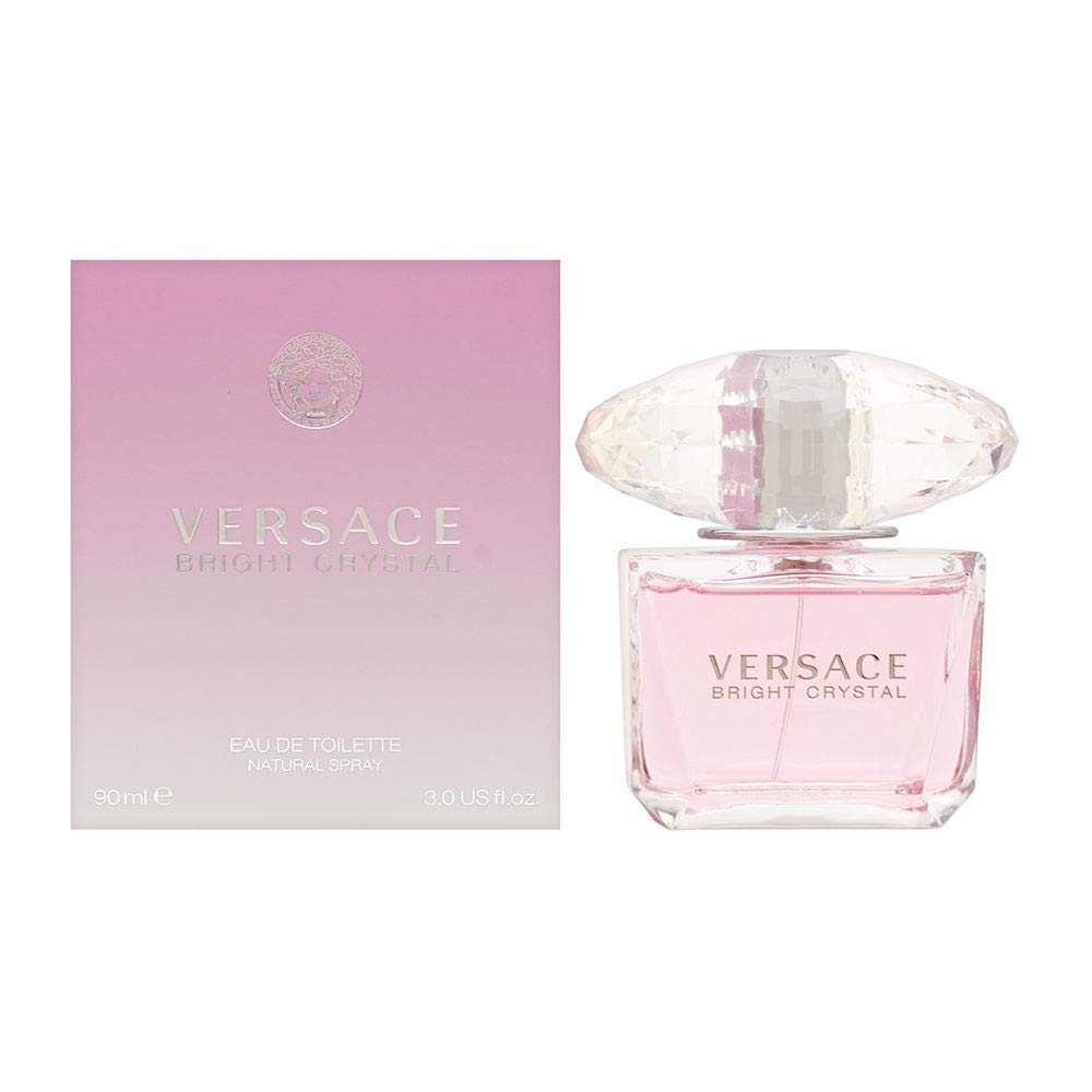 Versace Bright Crystal eau de toilette spray close-up, showcasing a luminous, floral scent for everyday elegance.