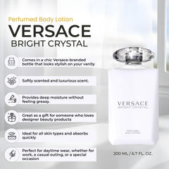 Versace Bright Crystal lotion absorbs quickly for velvety, soft skin.