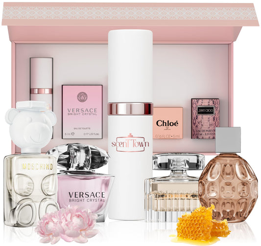 Versace Bright Crystal sample showing a delicate, crystal-clear fragrance preview.