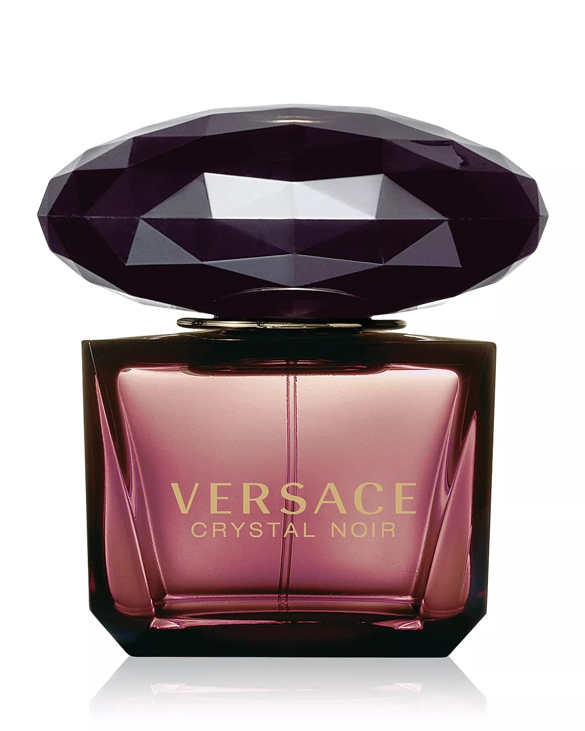 Versace Crystal Noir bottle front view, highlighting sleek design and luxury scent.