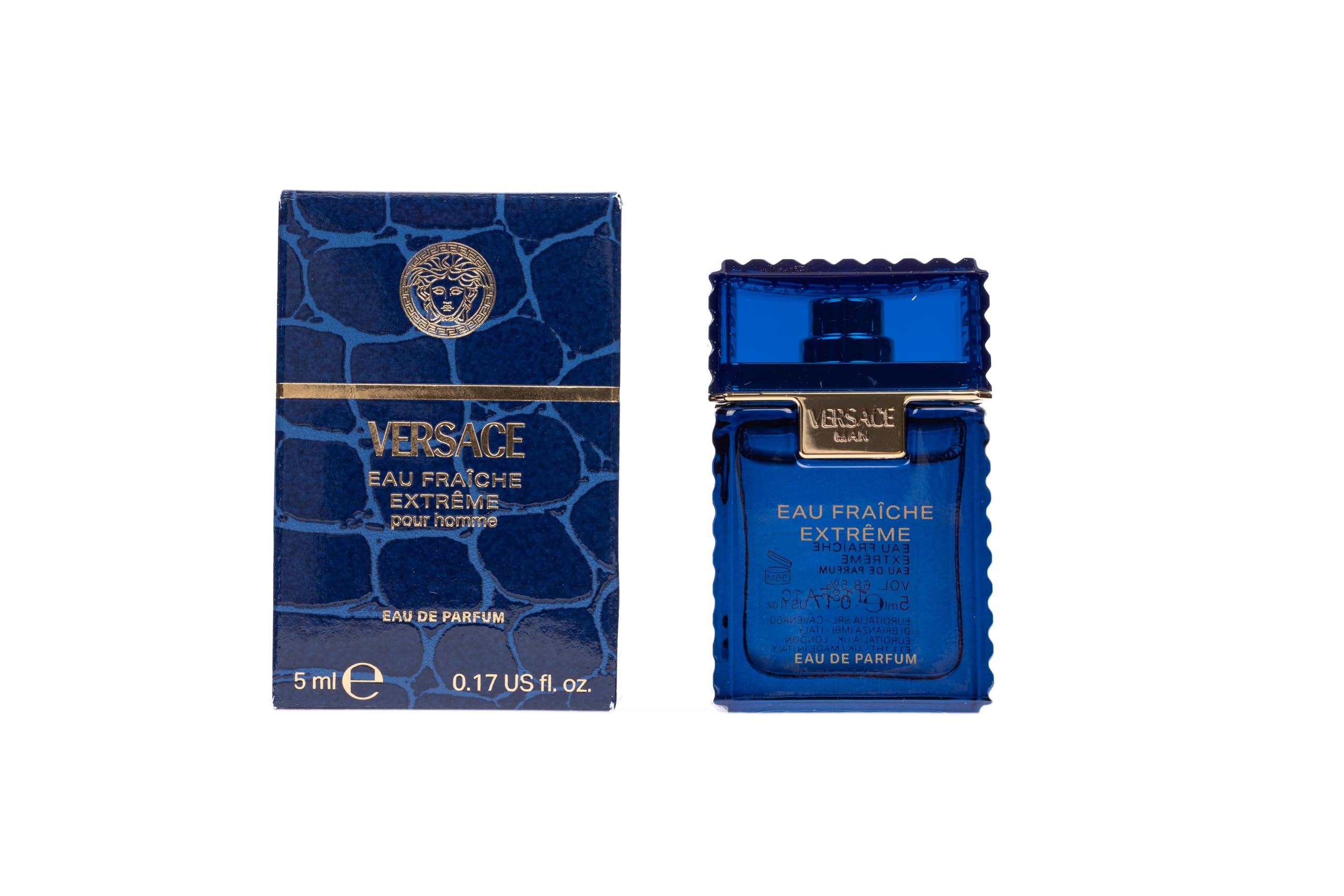 Versace Eau Fraiche Extreme mini bottle on display, ideal for travel and on-the-go luxury.
