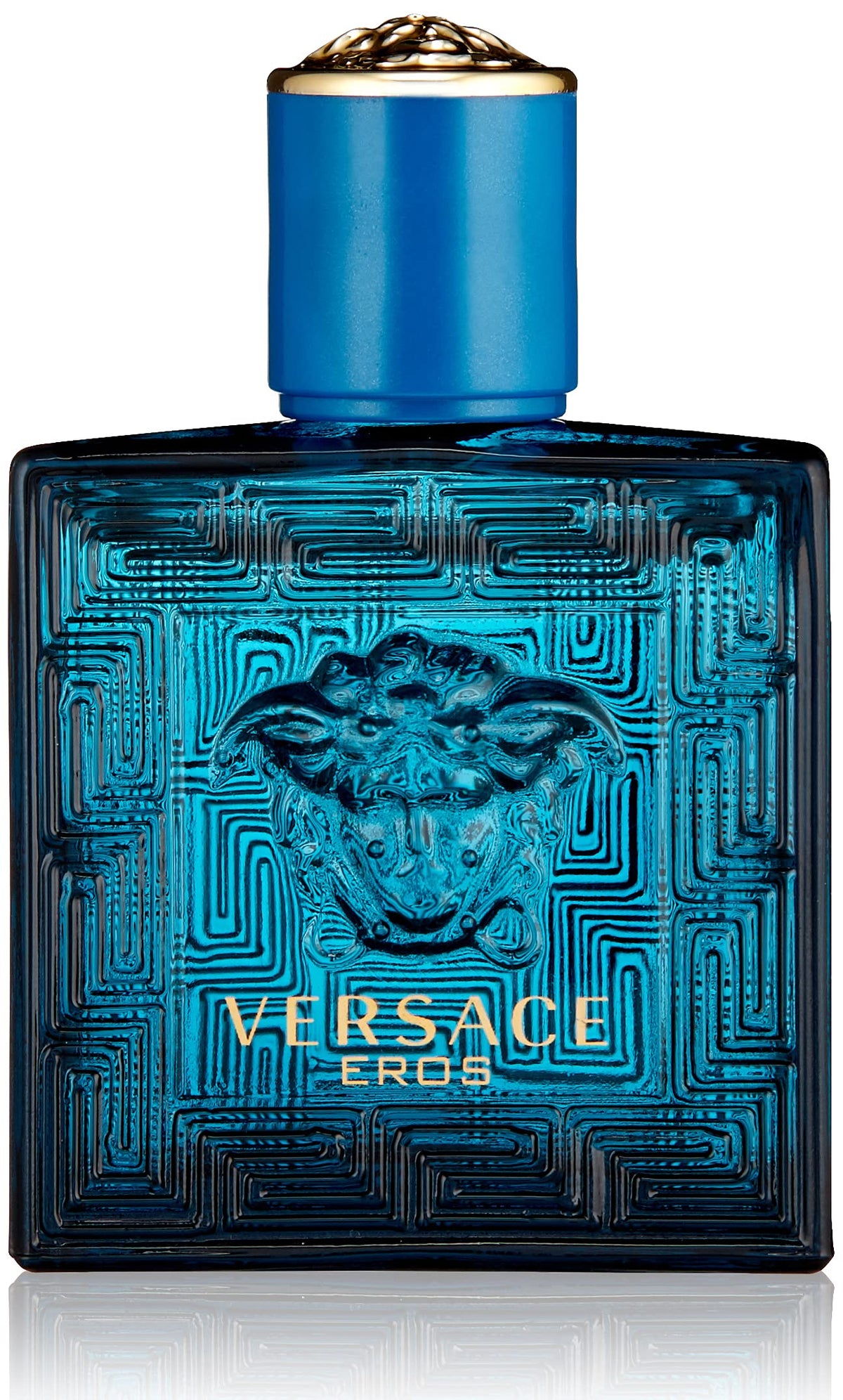 Versace Eros bottle front view highlights a premium men’s fragrance.