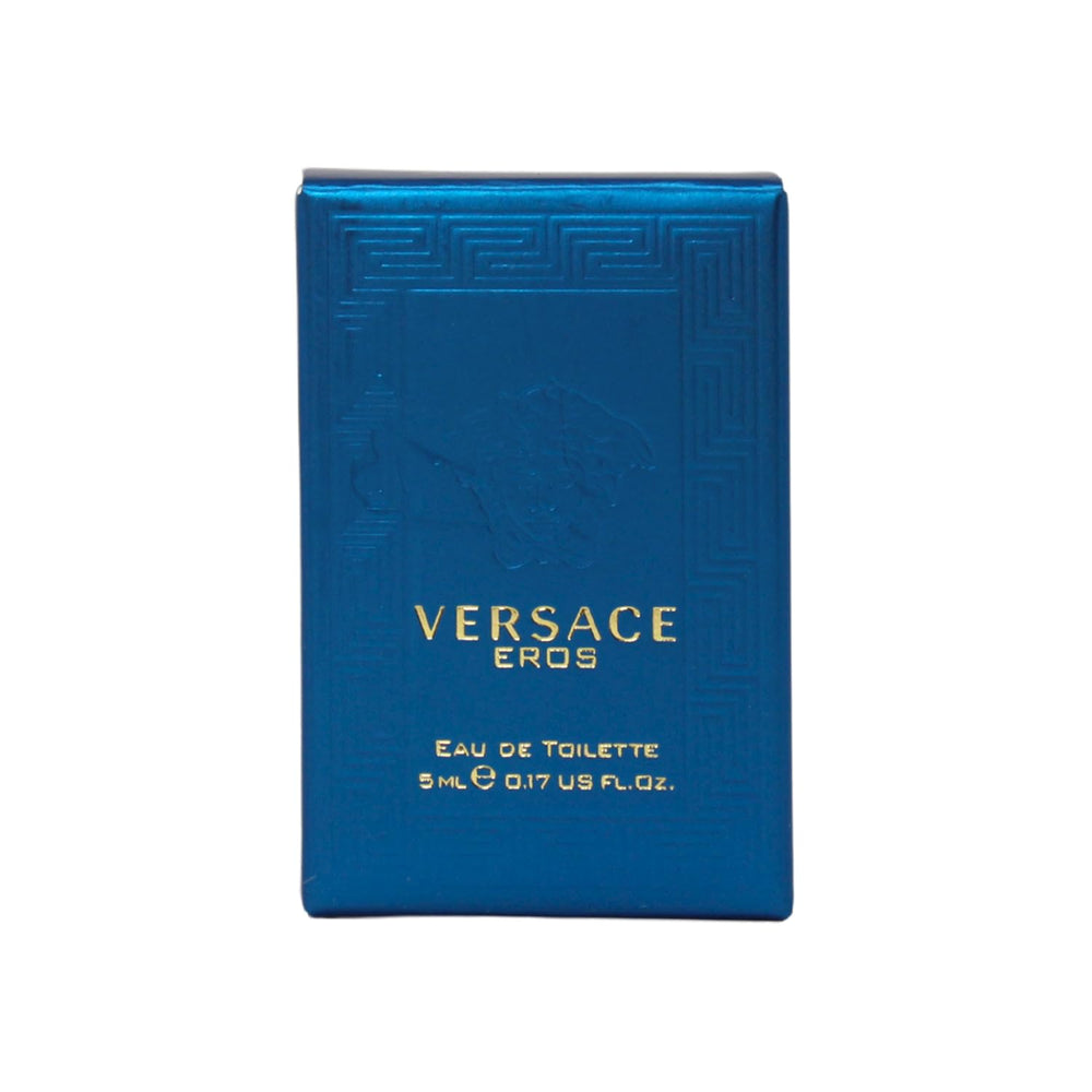 Versace Eros EDT Mini bottle viewed from the front, travel-friendly fragrance ready to go.