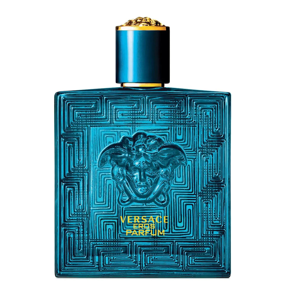 Versace Eros Parfum bottle front view for evening confidence and style.