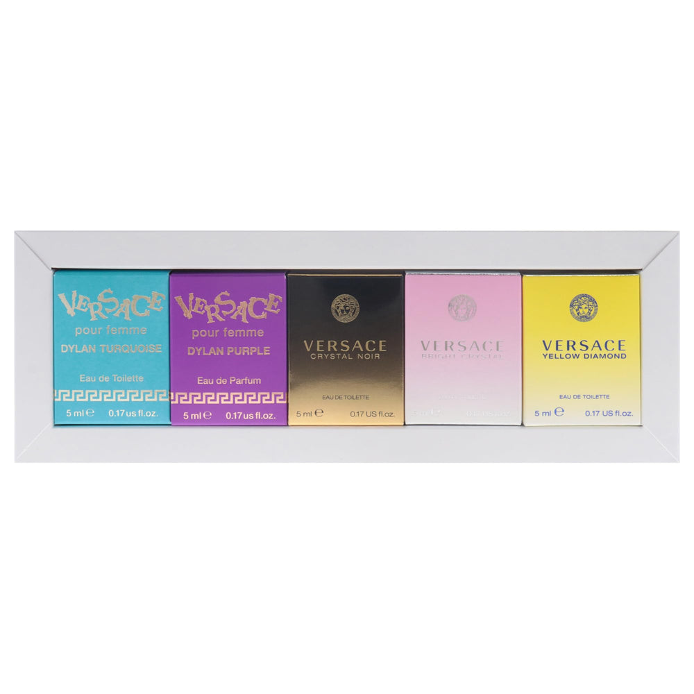 Versace gift-set interior view highlights luxury packaging and minis