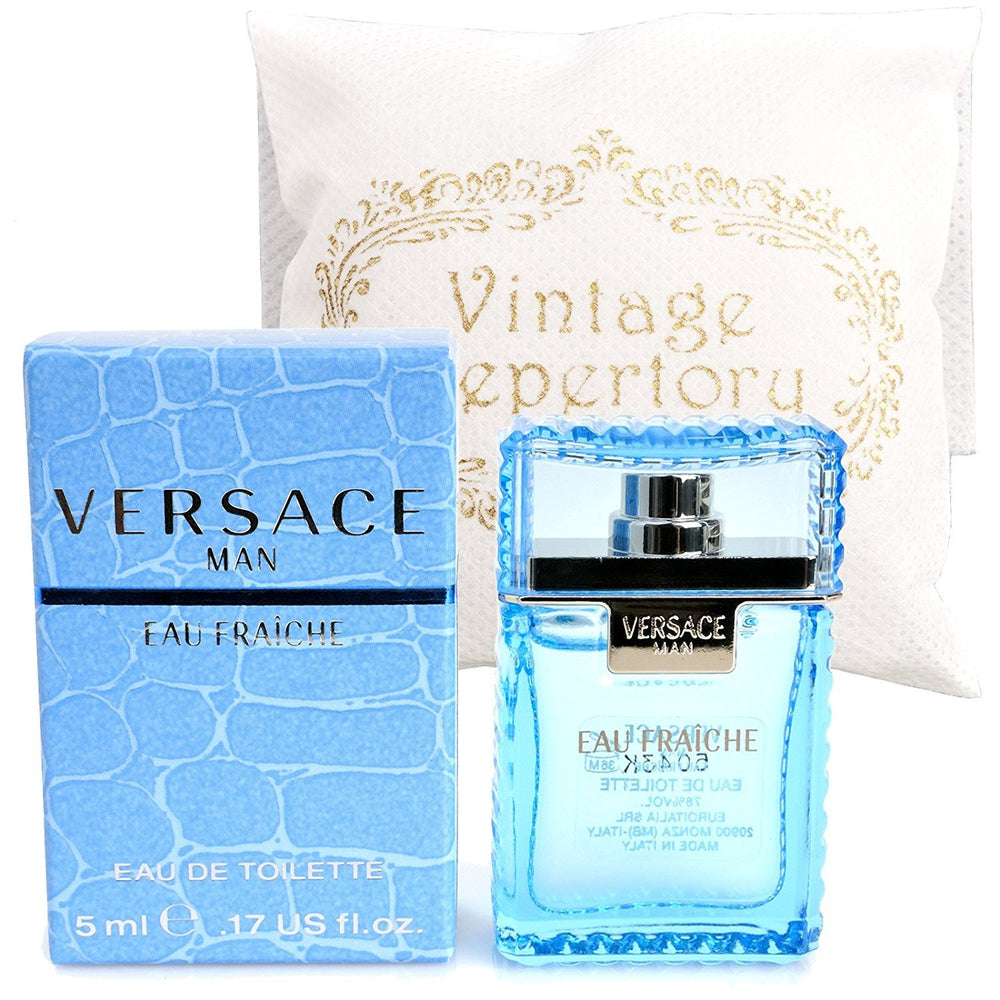 Versace Man Eau Fraiche mini 5ml bottle; travel-friendly fragrance.