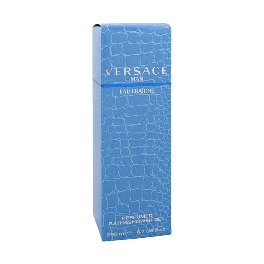 Versace Man Eau Fraiche shower gel foam-lather image showcases luxurious cleansing experience.