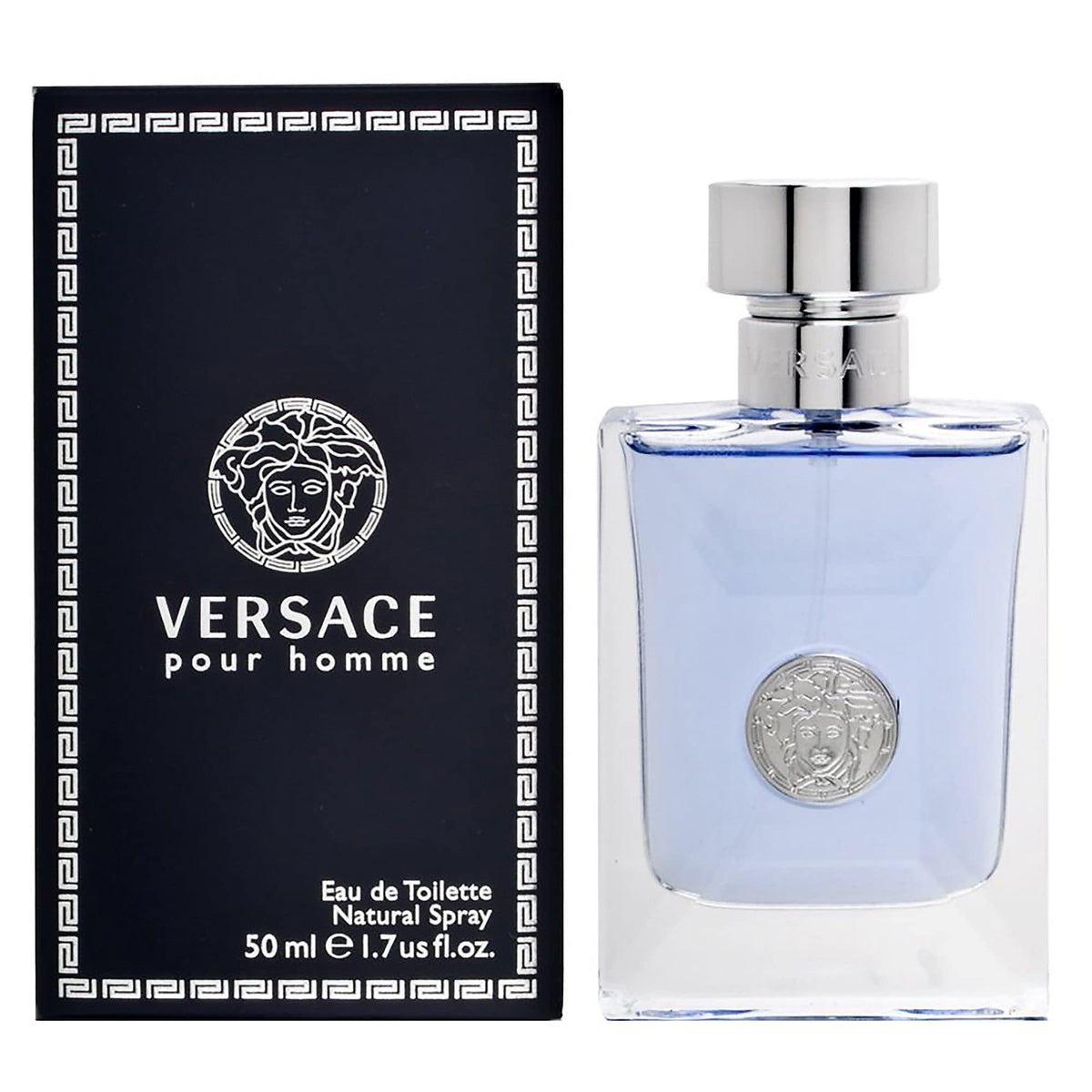 Versace Pour Homme 50ml bottle with bergamot and cedarwood notes for daily wear.