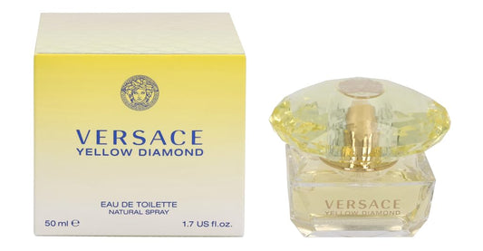 Versace Yellow Diamond bottle closeup, radiant design ideal for daily elegance.