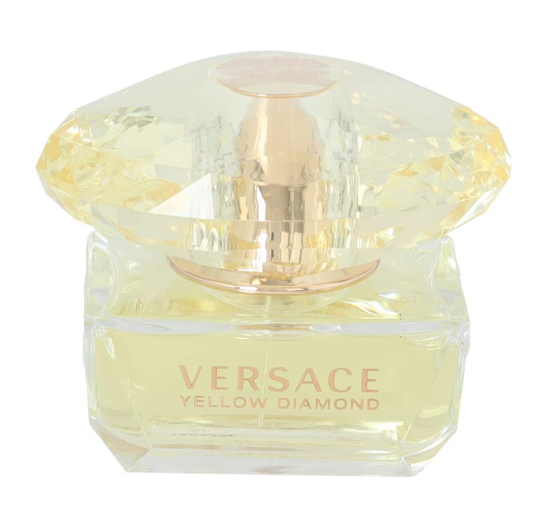 Versace Yellow Diamond bottle front view, sparkling charisma for evening occasions.